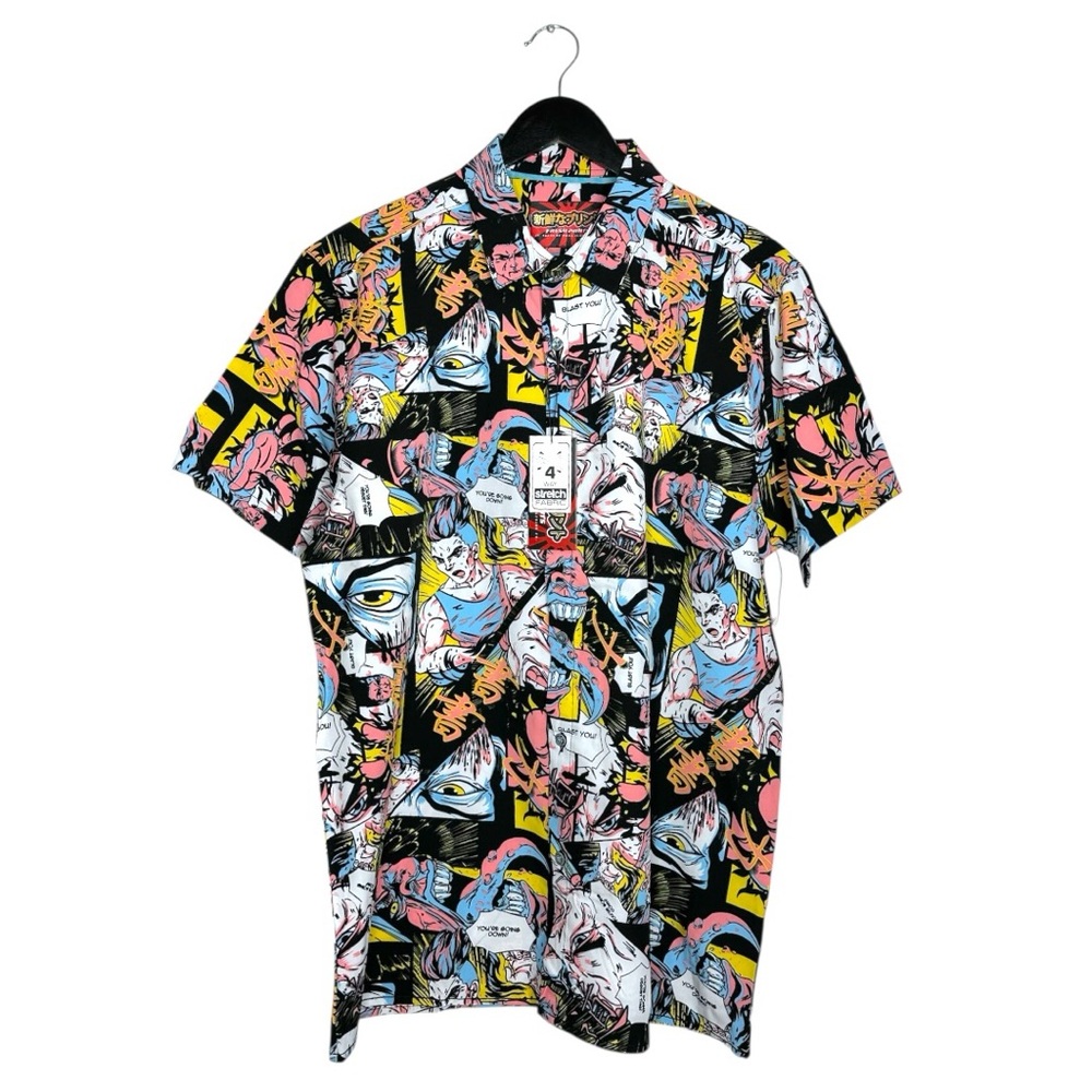 NWT Fresh Prints Tokyo Drill Clothing Button Shirt Anime Manga Streetwear Large